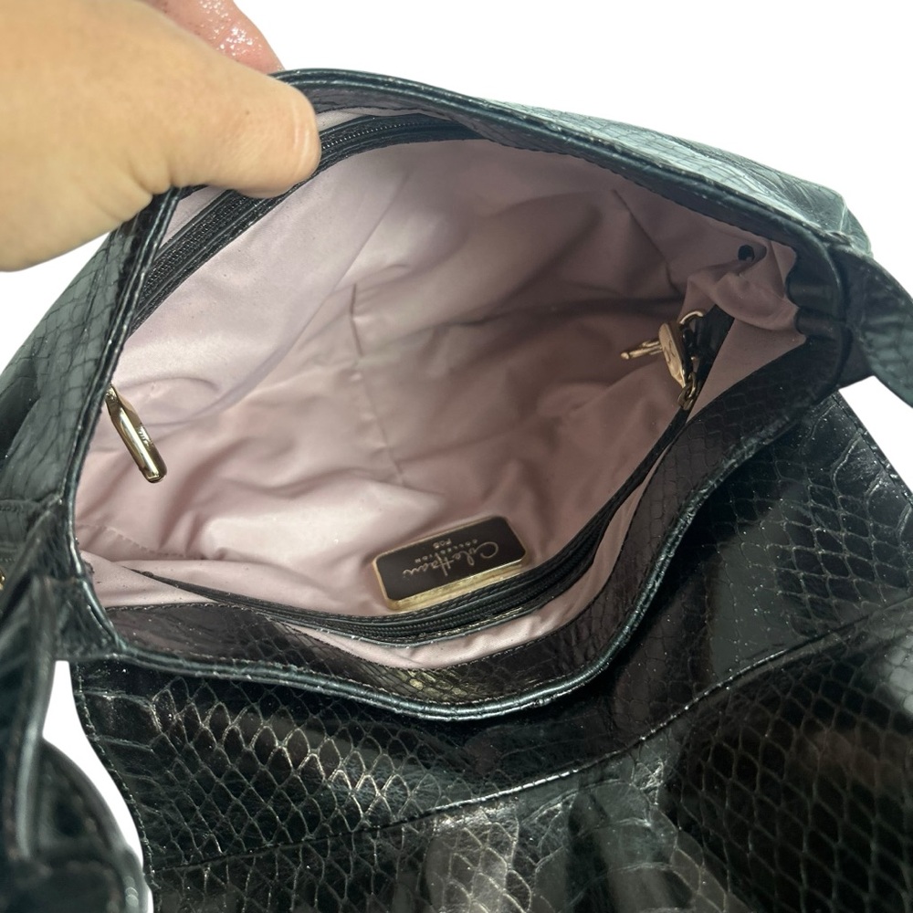 ๐ COLE HAAN Dark Dark Brown Embossed Leather Hobo Bag ๐ - Picture 11 of 14